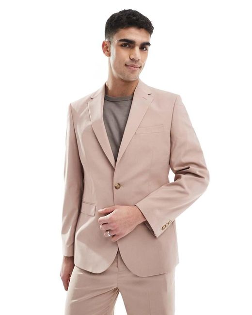 ASOS Smal Colbert in het Pink voor heren