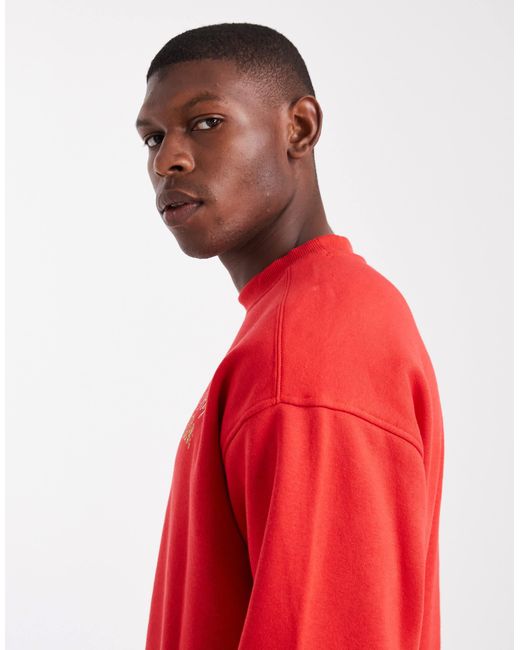 Cotton On Red Cotton On Boxy Fit Crew Neck Sweatshirt for men