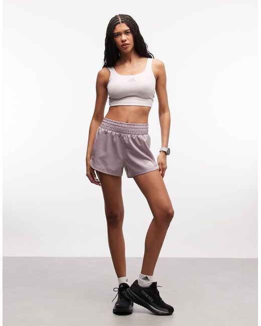 Adidas Originals White Adidas Training High Waisted Pacer Shorts