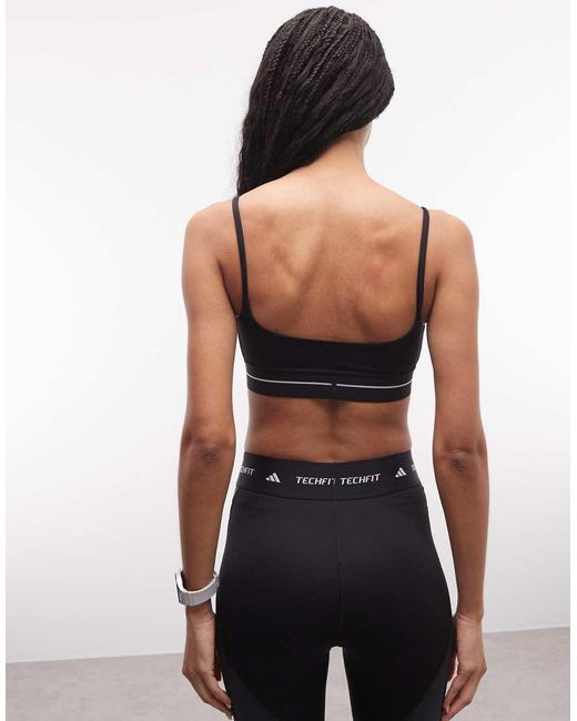 Adidas Originals Black Adidas Training Hyperglam Light Support Sports Bra