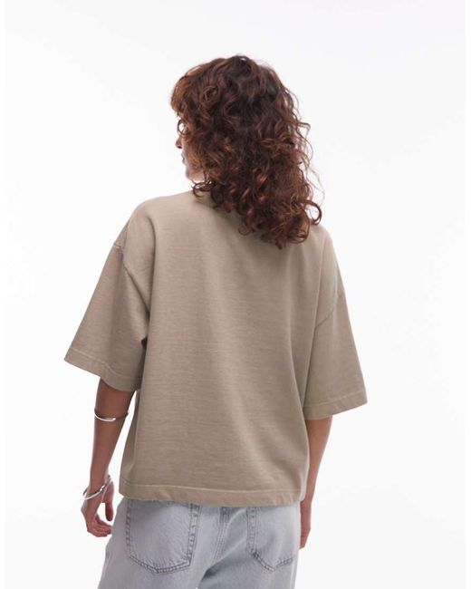 Mango Brown Cotton Premium Boxy Drop Sleeve T-shirt