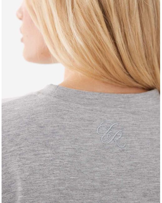 4th & Reckless Gray Modal Balloon Sleeve Ruched Detail Cropped Sweatshirt