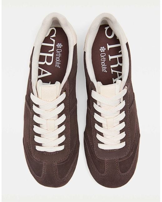Stradivarius Brown – sneaker aus weichem leder