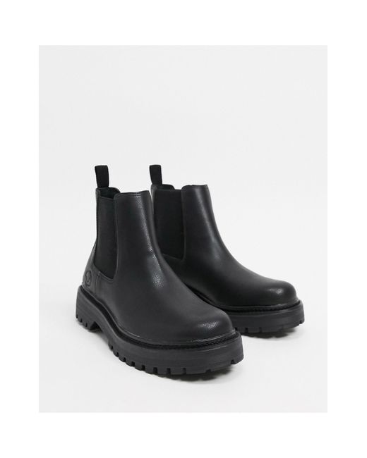 Pull&Bear Black Chelsea Boot With Track Sole for men