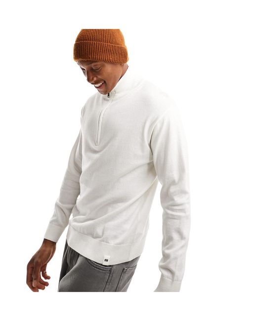 Pull Bear Knitted 1 4 Zip Jumper in White for Men Lyst