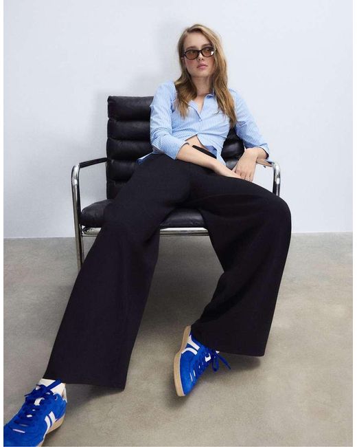 Stradivarius Blue Casual Leather Trainers