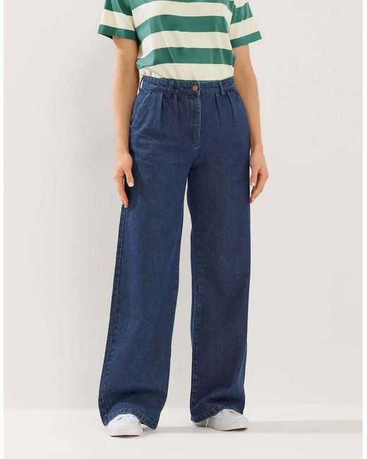 Long Tall Sally Blue Pleated Wide Leg Jeans