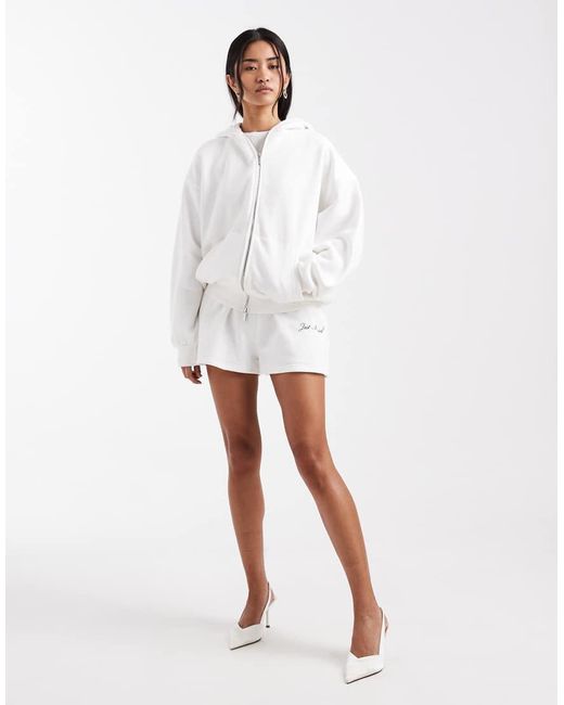 Six Stories White Bridal Script 'Just Married' Back Print Hoodie Co-Ord