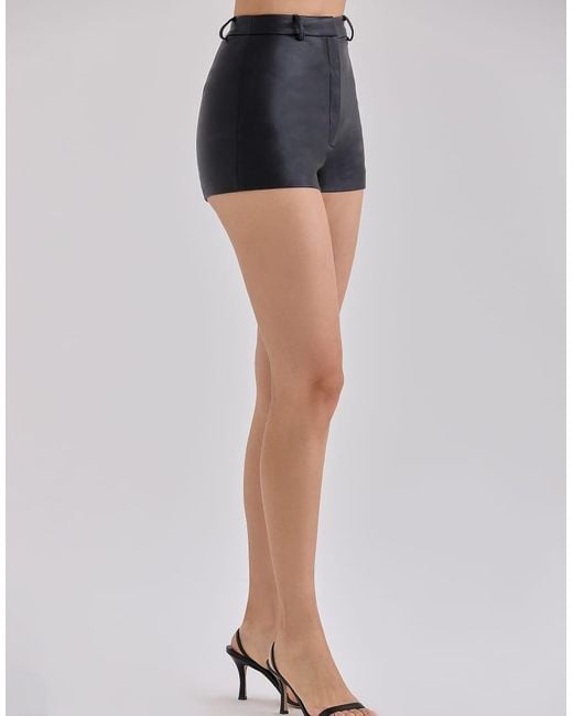 House Of Cb Black Naya Vegan Leather Mini Shorts