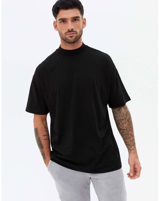 New Look Oversized T-shirt Met Col in het Black voor heren