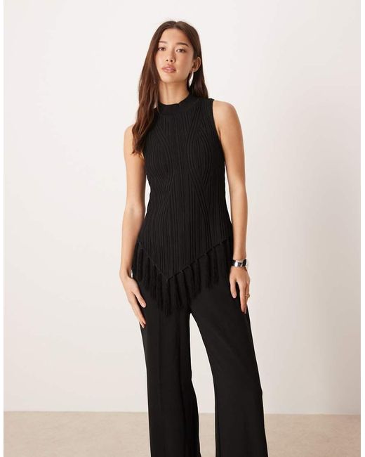 Mango Black Sleeveless Textured Jumpsuit