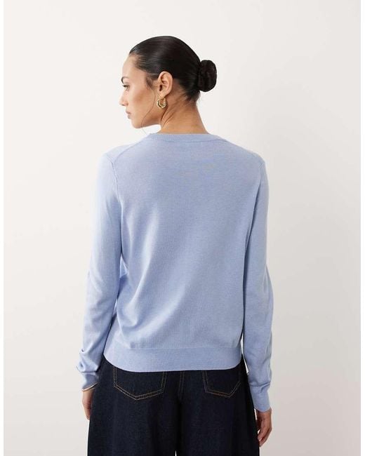 Mango Blue Lightweight Knitted Crew Neck Top