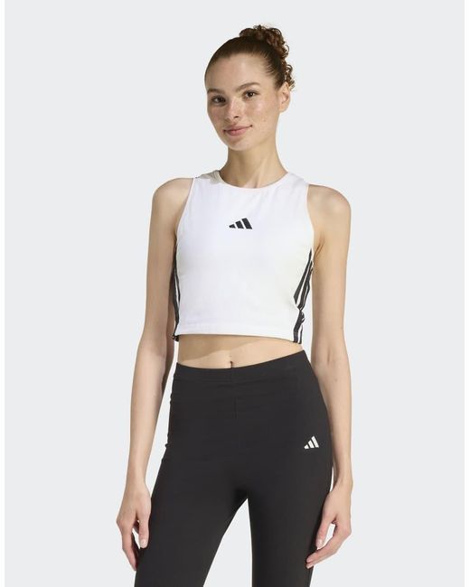 Adidas Originals White Essentials 3-Stripes Padded Tank