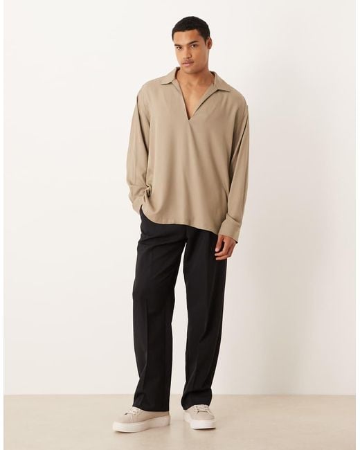 Camicia Vestibilità Comoda di ASOS in Natural da Uomo