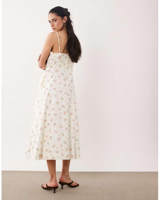 Mango Natural Cotton Rich Square Neck Strappy Maxi Dress