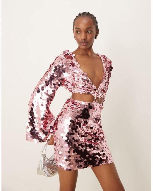 Collective The Label Sequined Cutout Mini Party Dress in Pink Lyst UK