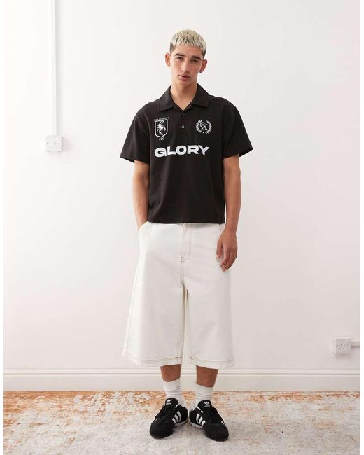 Collusion Black Football Polo for men