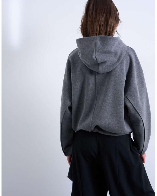 TOPSHOP Hoodie Met Naaddetail En Gestrikte Zoom in het Gray