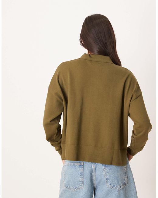 ASOS Green Knitted Structured Rugby Top
