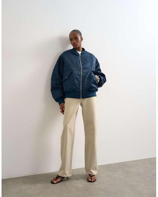 TOPSHOP Blue Bomber With Contrast Lining