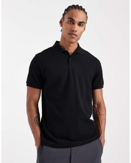 ASOS Black Regular Fit Polo for men