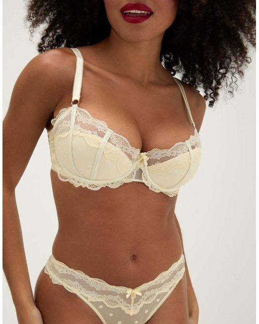Boux Avenue Brown Faye Spot Mesh Balconette Bra Padded Adjustable Strap
