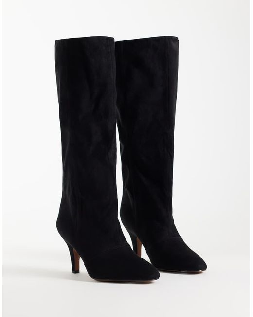 ASOS Black Contessa Cone Heel Slouch Knee Boots
