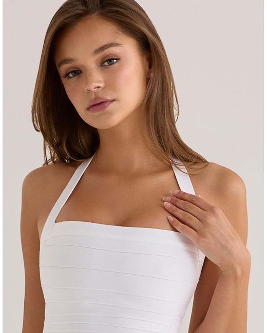 House Of Cb Natural The Silhouette True Halter Neck Bandage Maxi Dress