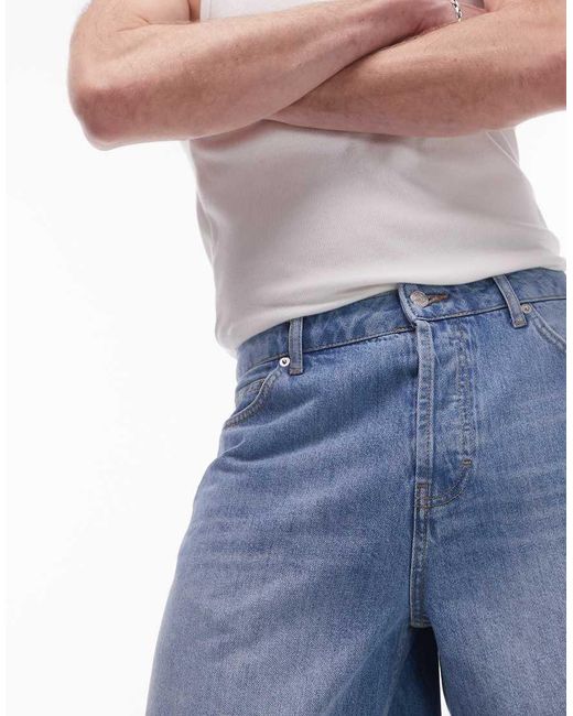 Topman Denim Bermudashorts Met Lichtblauwe Wassing in het Blue voor heren