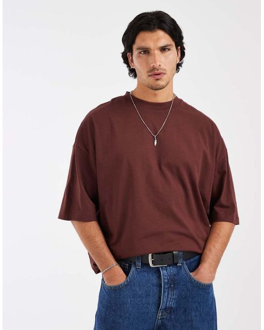 ASOS Red Oversized T-shirt With Storefront Graphic for men