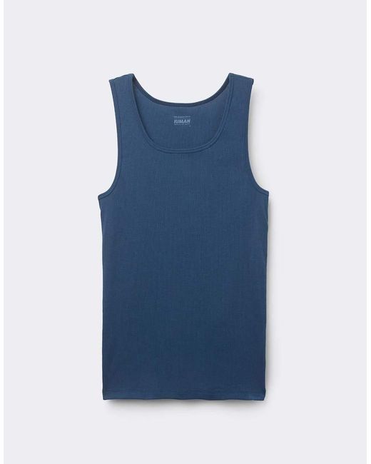 Intimissimi Blue Ribbed Cotton Vest Top for men
