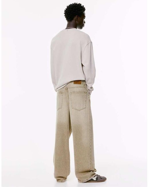 Jeans Larghi Vestibilità Comoda Color Sabbia di Pull&Bear in Natural da Uomo