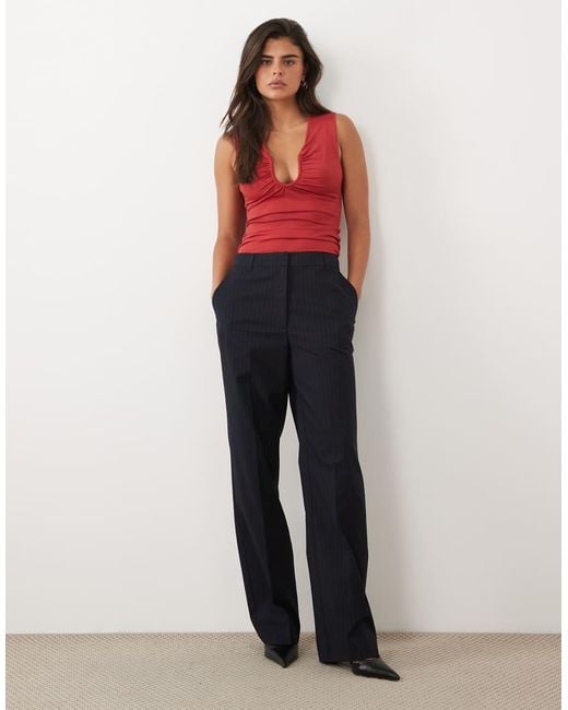 ASOS Red Polyamide Scouped Neck Top