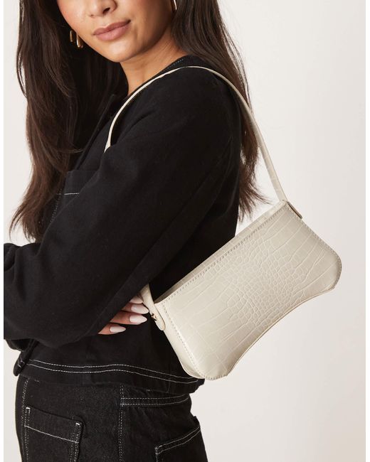 ASOS Black Textured Curved Based Shoulder Bag