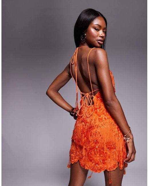 knee length dresses for ladies Rent Asos Design Lace Mini Dress With Pleated Chiffon And Satin Belt In  Rust Orange