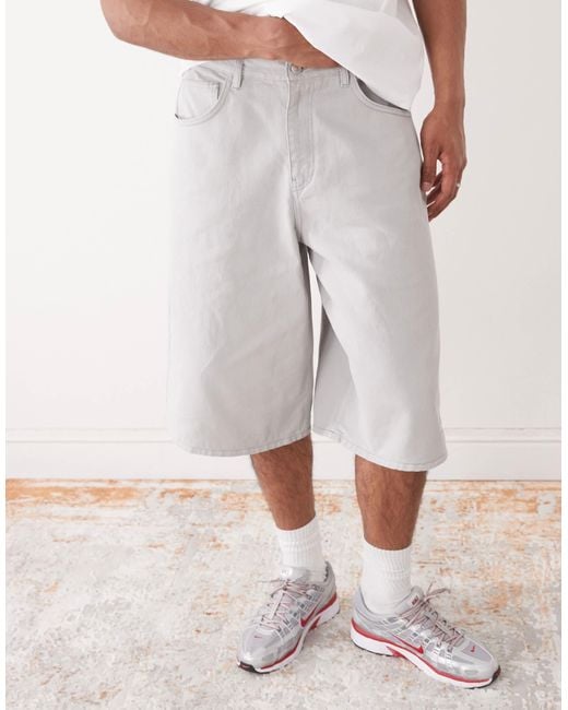 Reclaimed (vintage) – longline-oversize-jorts aus denim in Gray für Herren