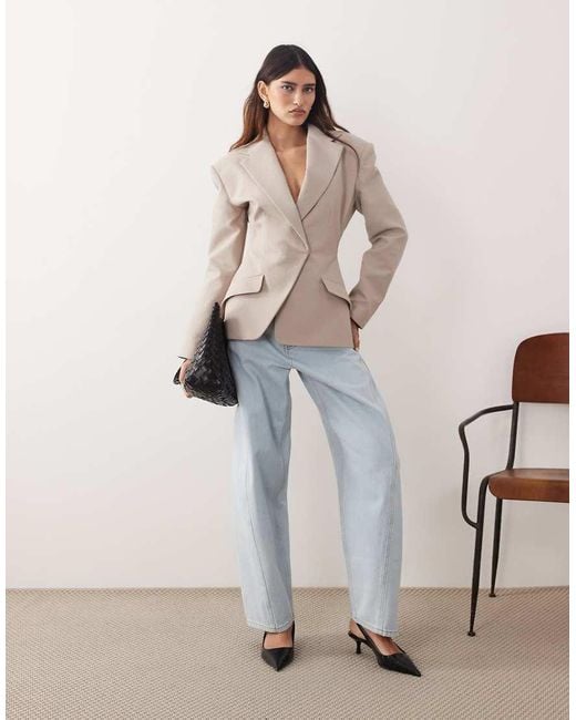 ARRANGE Natural Tailored Cinched Waist Blazer