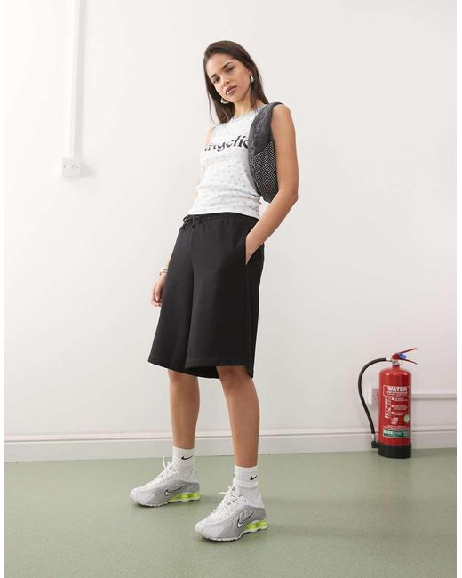 Collusion White Longline Sweat Shorts
