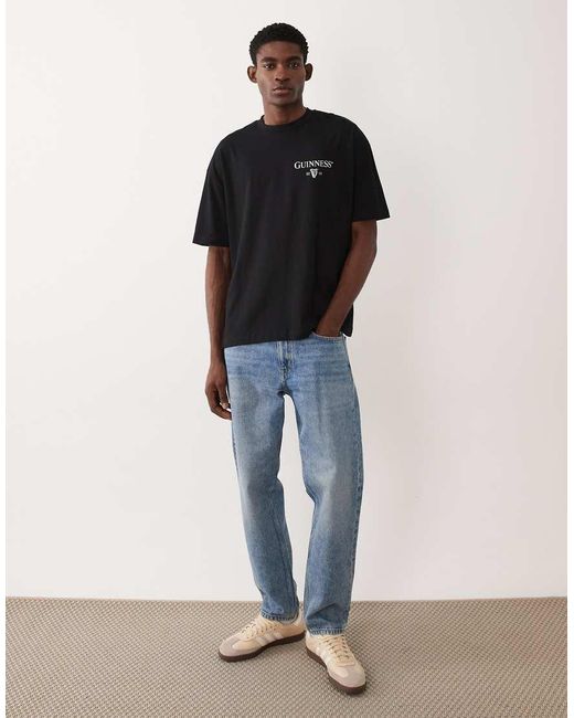 ASOS Black Oversized T-shirt With Guinness Print for men