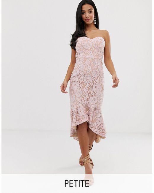 lace bandeau midi dress