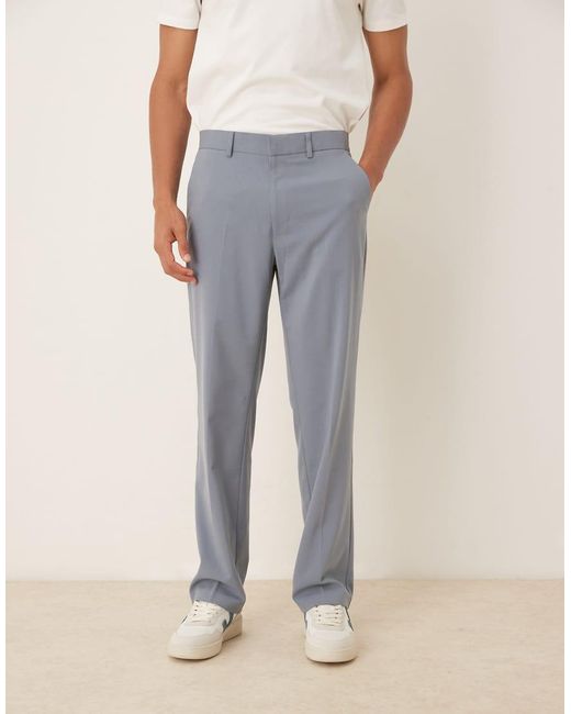ASOS Blue Straight Leg Suit Pants for men