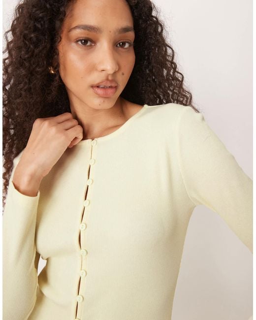ASOS Natural Compact Mini Rib Button Through Top