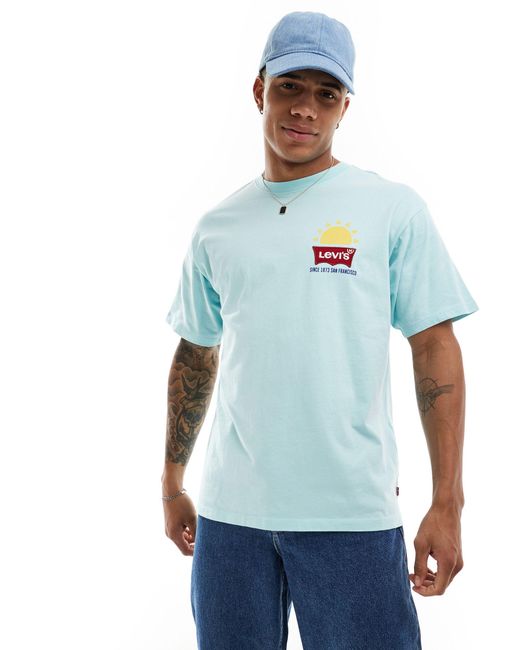 Camiseta con estampado del logo y sol en el centro y la espalda Levi's de hombre de color Blue