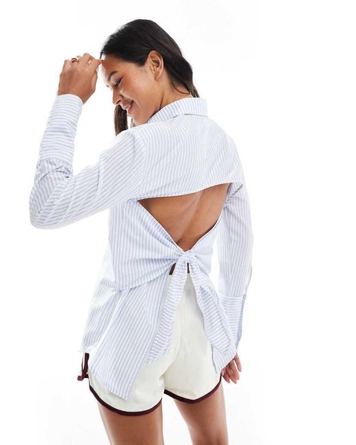 Camicia Oversize A Righe Allacciata Dietro di ASOS in White