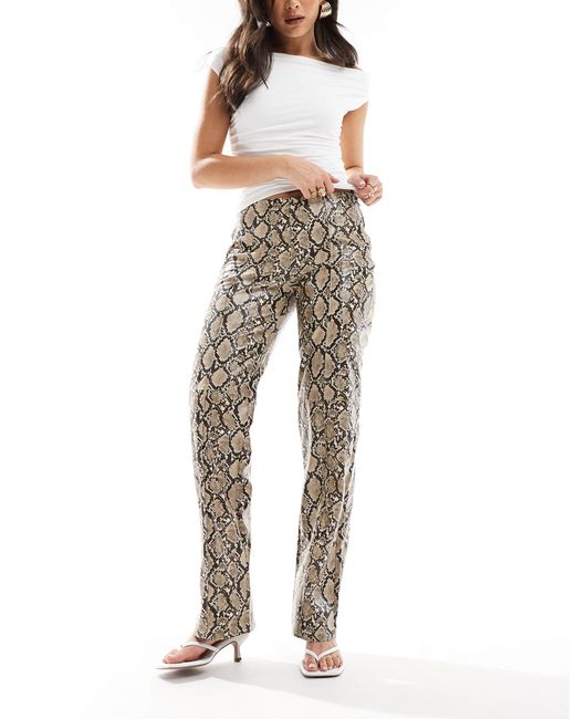 Bershka Multicolor – gerade geschnittene hose aus kunstleder mit schlangenmuster