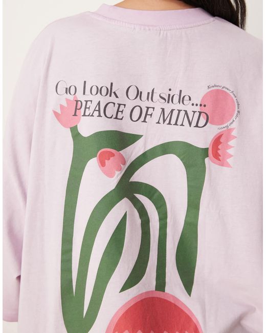 ASOS Pink Asos Design Curve Boyfriend Fit T-shirt With Flower Back Graphic