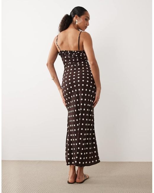 Brave Soul Brown Strappy Maxi Polka Dot Dress