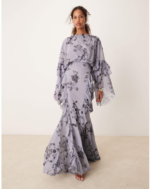 knee length dresses for ladies Anaya With Love Recycled Faux Wrap Waterfall Ruffle Dobby Maxi Dress  Maya  Deluxe