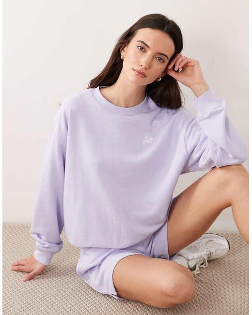 New Balance Purple Sport Essentials French Terry Crew