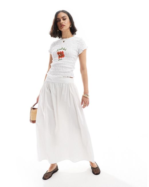 ASOS White Shirred Baby Tee With Tomato Girl Graphic